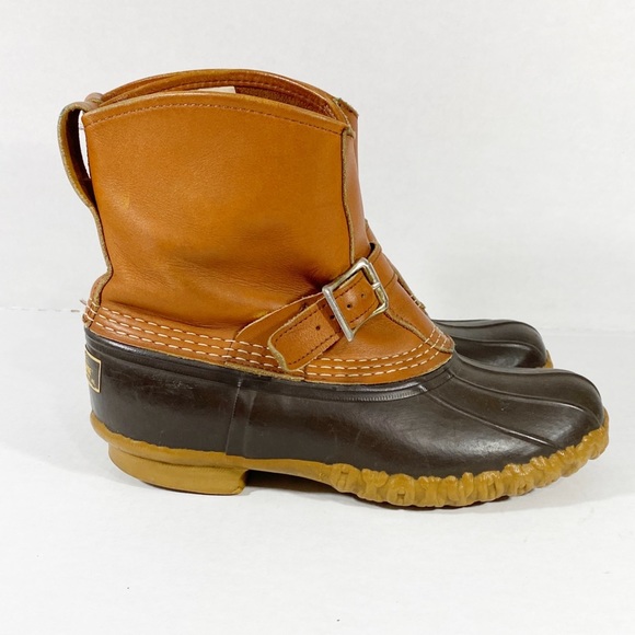 LL Bean | Vintage Buckle Lounger Slip On Leather Outdoor Boots Size 8 - Picture 2 of 8